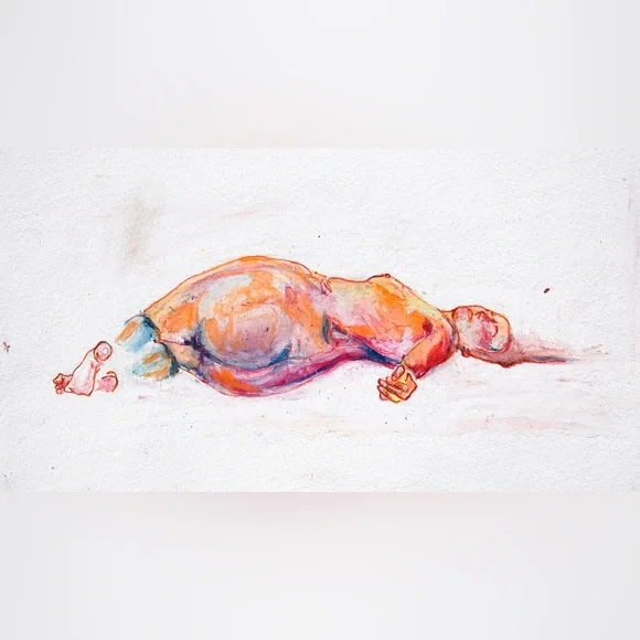 Colorful Abstract Nude Art painting